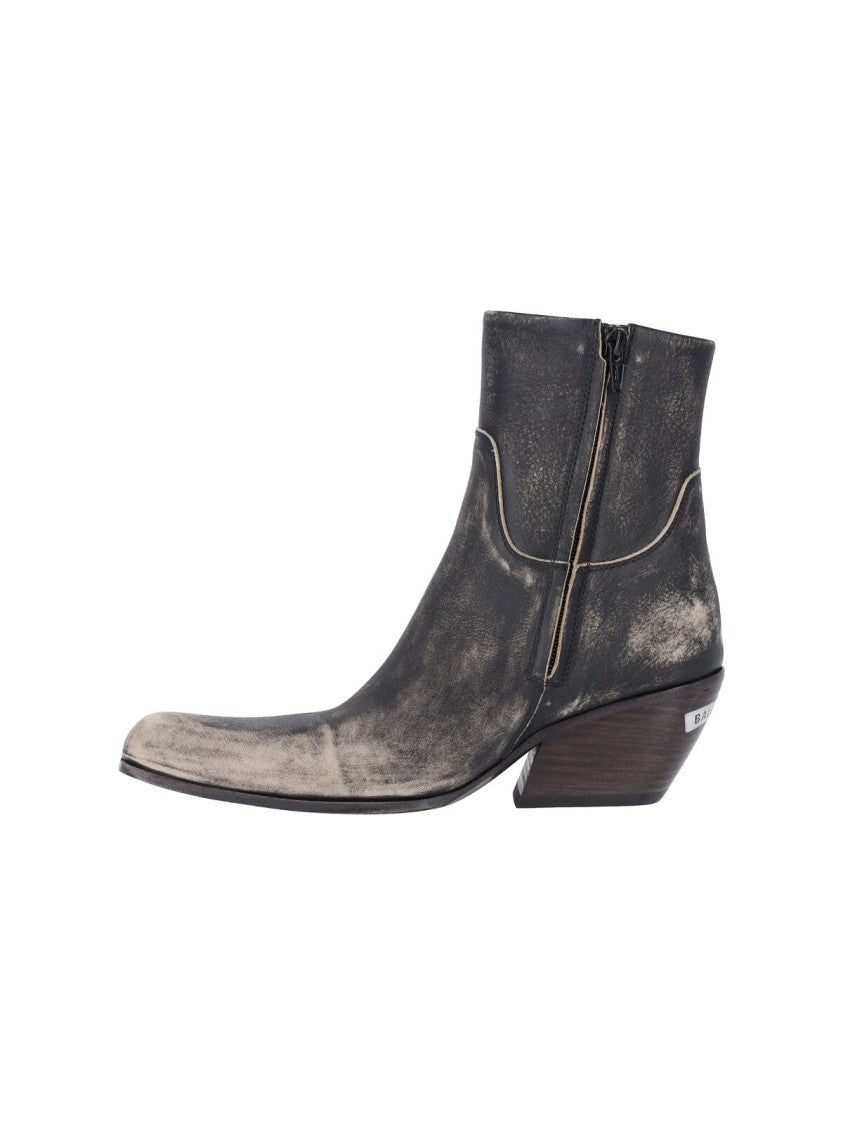 Balenciaga Memphis Square Toe Leather Boots