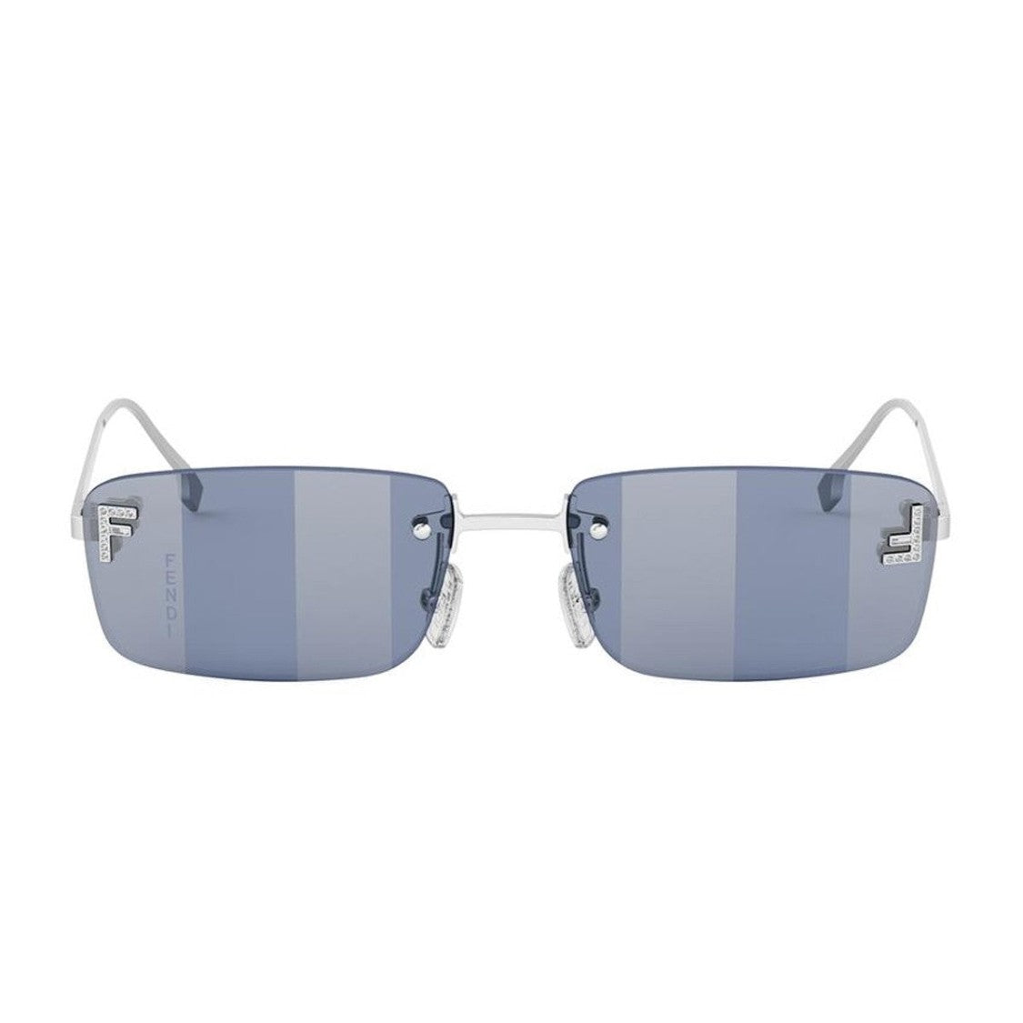 Fendi Silver Fendi First Crystal Rimless Sunglasses