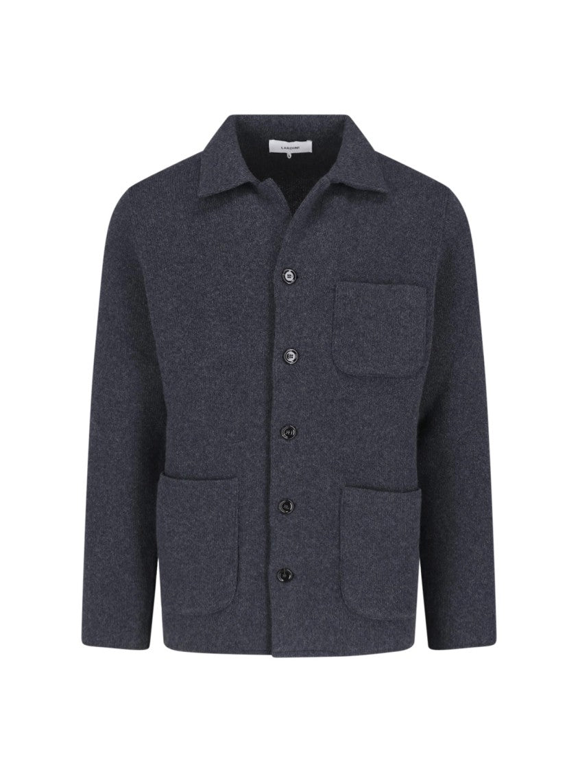 Lardini Grey Classic Collar Cashmere Jacket