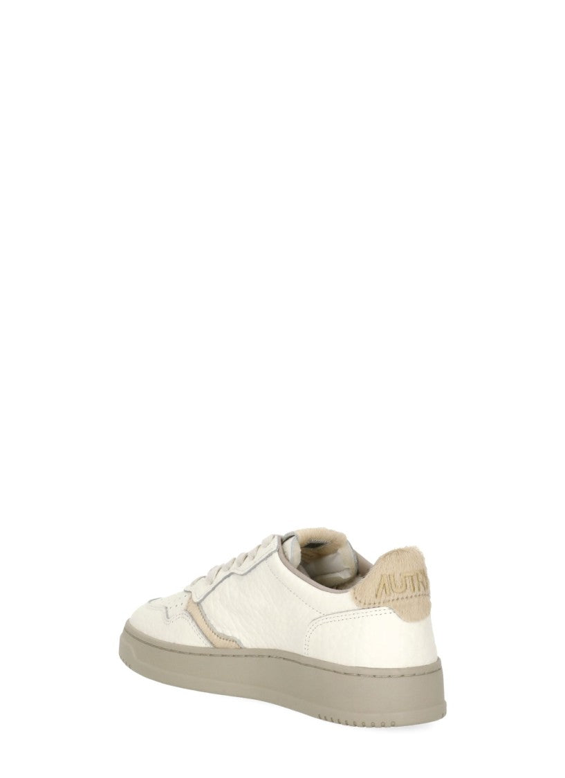 Autry Smooth Leather Sneakers With Pony Detail And Embroidered Logo