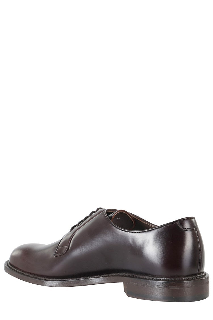 John Spencer Brown Smooth Lace-Up Derby Shoes