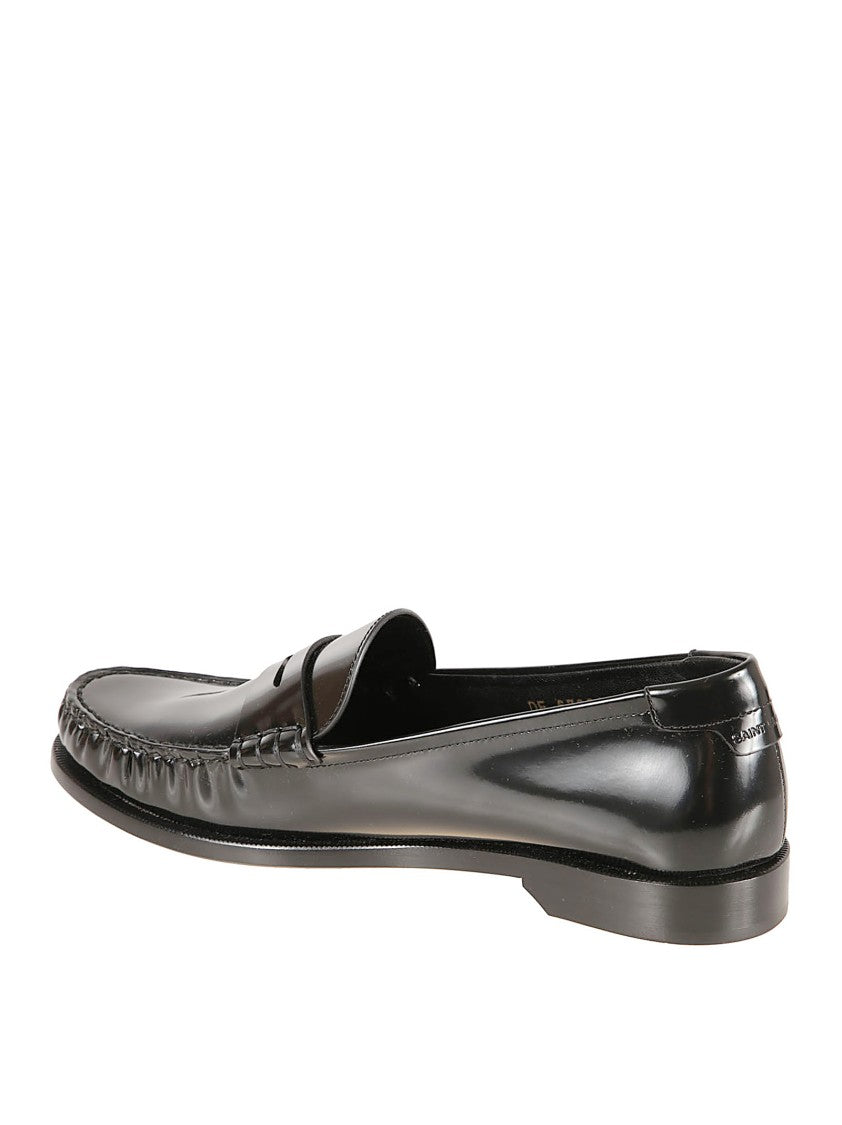 Saint Laurent Shiny Black Leather Loafers