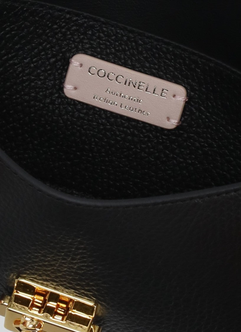 Coccinelle Textured Leather Mini Shoulder Bag With Gold-Tone Lock