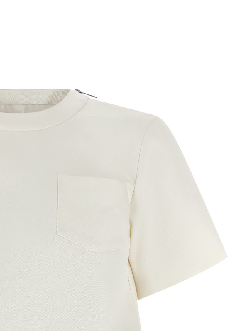 Sacai Asymmetrical Hem Mini Dress With Pleated Silk