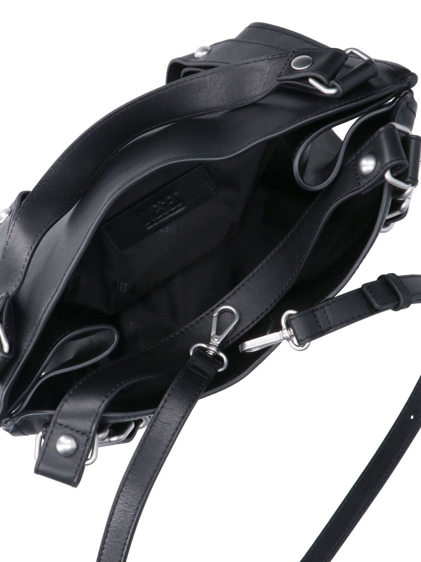 Diesel Small Black Leather Handbag With Top Handle
