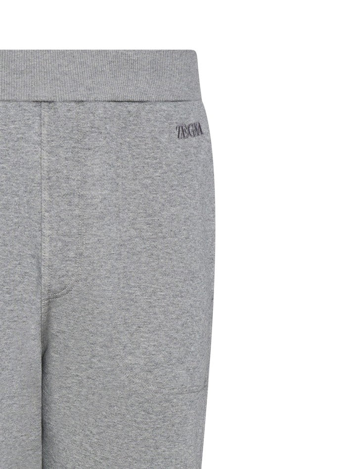Zegna Tapered Grey Trousers With Elasticated Waistband