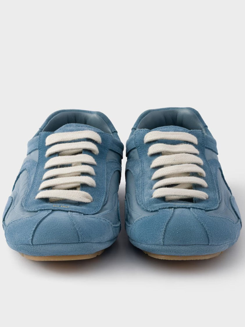 Prada Blue Montecarlo Suede/Fabric Panels Sneakers