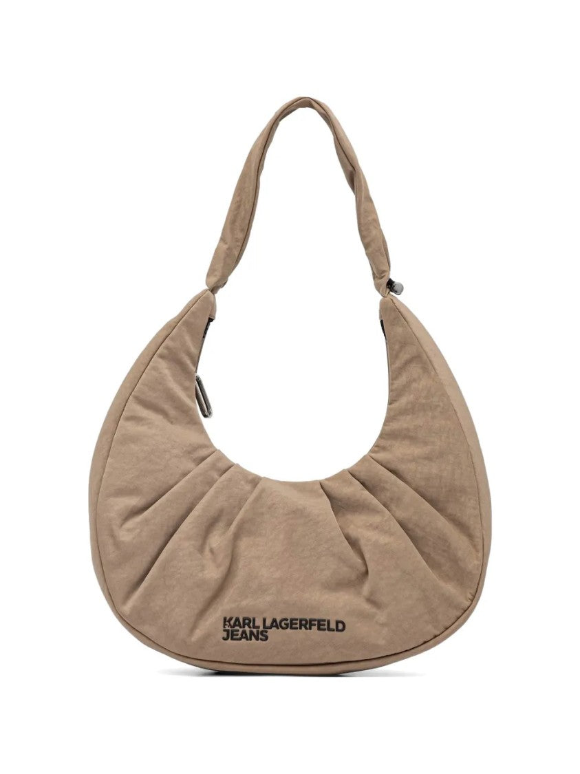 Karl Lagerfeld Crescent-Shaped Handbag With Padded Texture And Embossed Logo