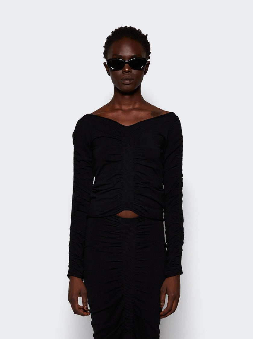 Alexander Wang V Neck Ruched Pullover Black