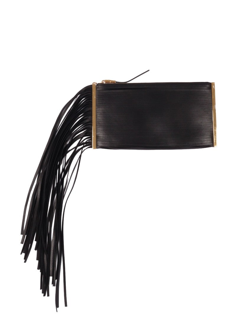 Elisabetta Franchi Rectangular Leather Fringe Shoulder Bag