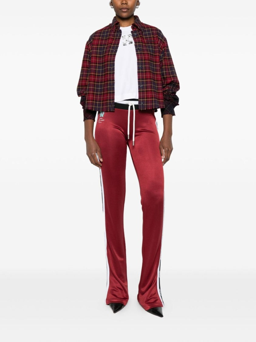 Off-White Flared Red Trousers With Contrasting Side Panels
