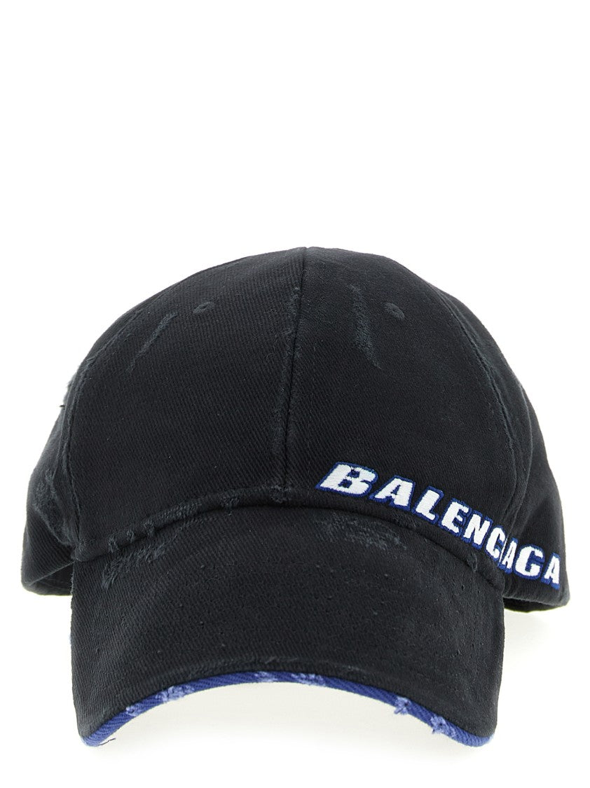 Balenciaga Used-Effect Cotton Logo Cap With Contrast Detailing