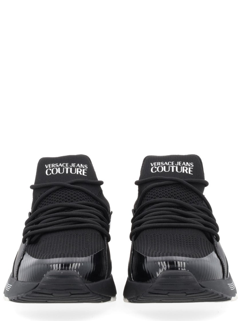 Versace Jeans Couture Black Mesh Glossy Overlays Sneakers