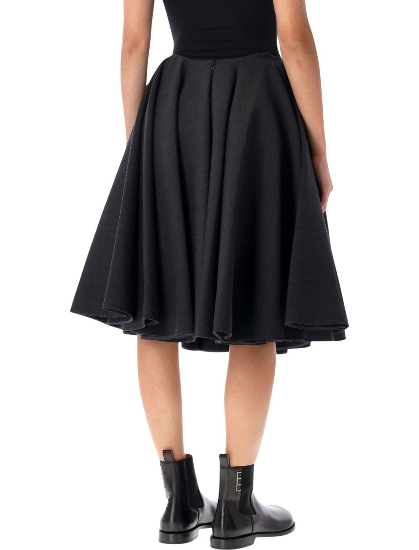 Ami Paris Structured Peplum Midi Skirt In Double Wool Gabardine