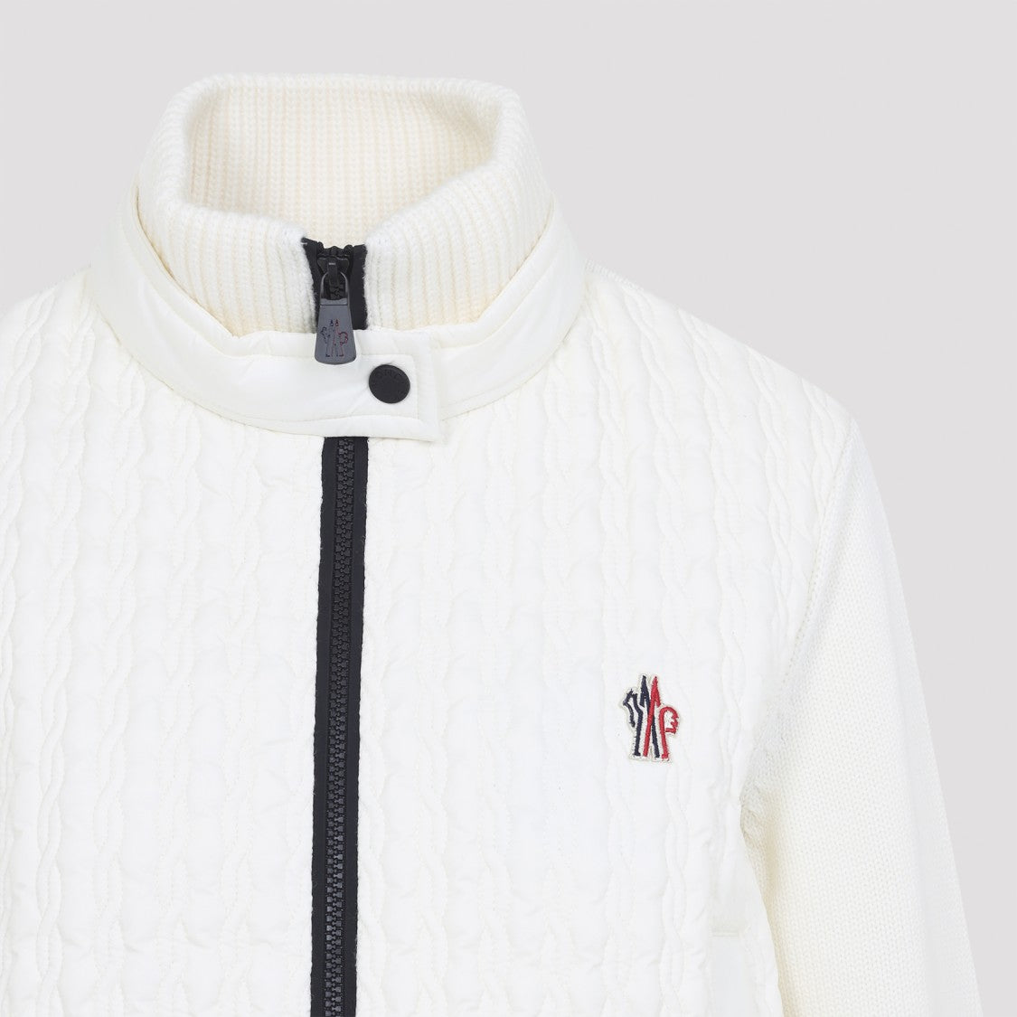 Moncler Grenoble Natural White Virgin Wool Cardigan
