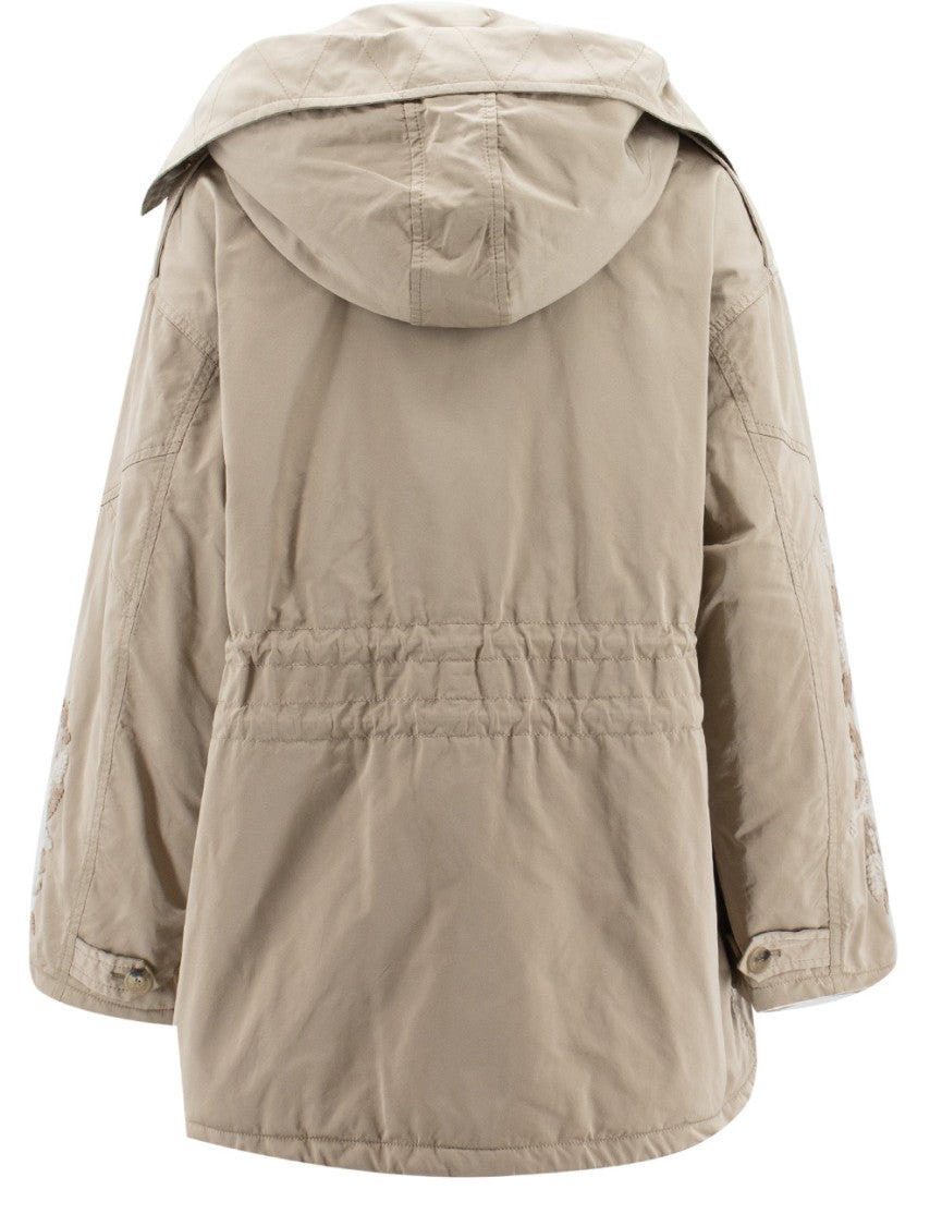 Ermanno Scervino Beige Short Coat With Drawstring Waist