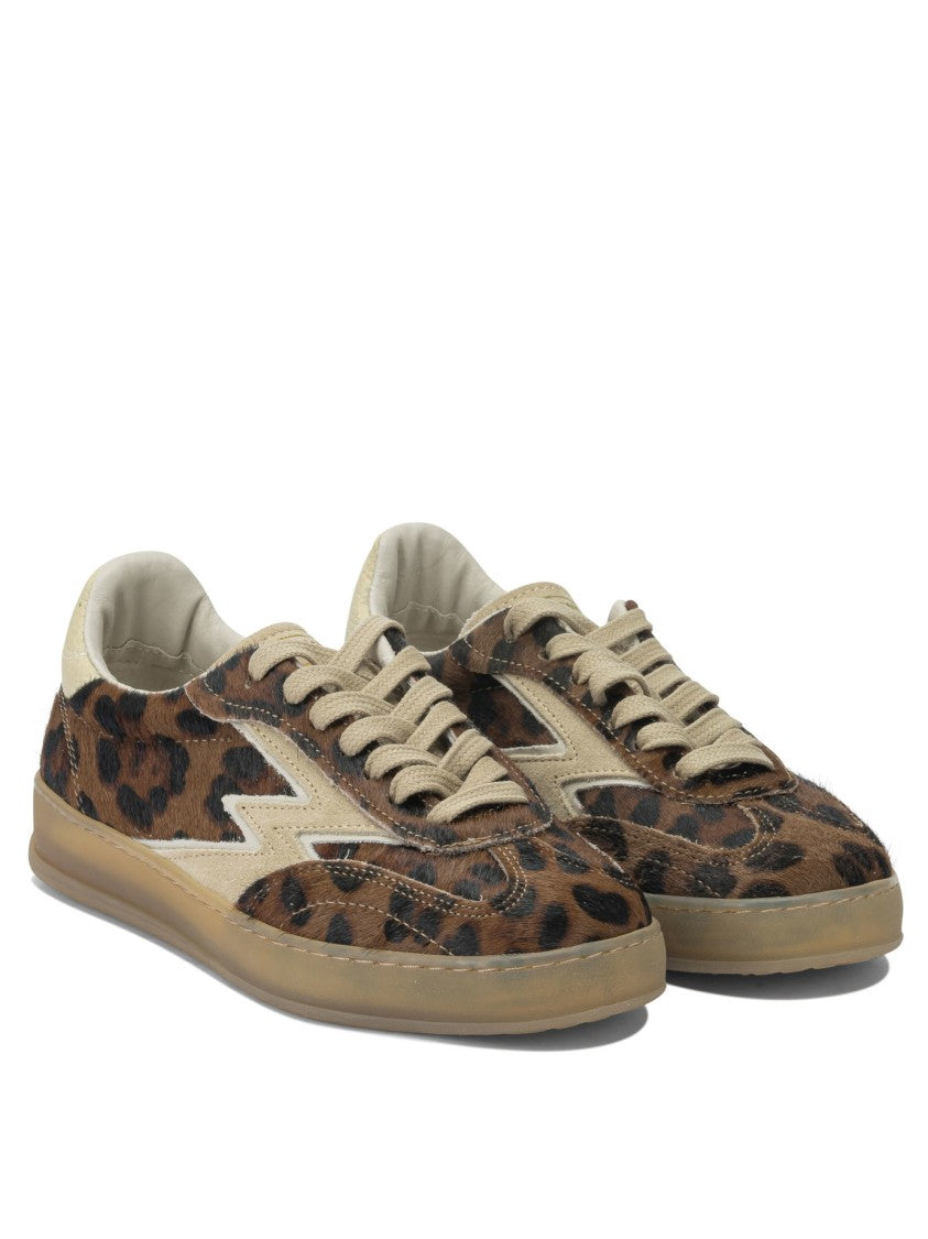 Moaconcept Leopard Print Leather Sneakers With Translucent Sole