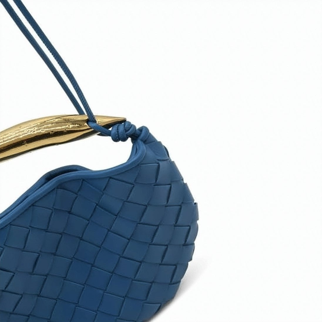 Bottega Veneta Woven Lambskin Crossbody Bag With Curved Gold-Tone Accent