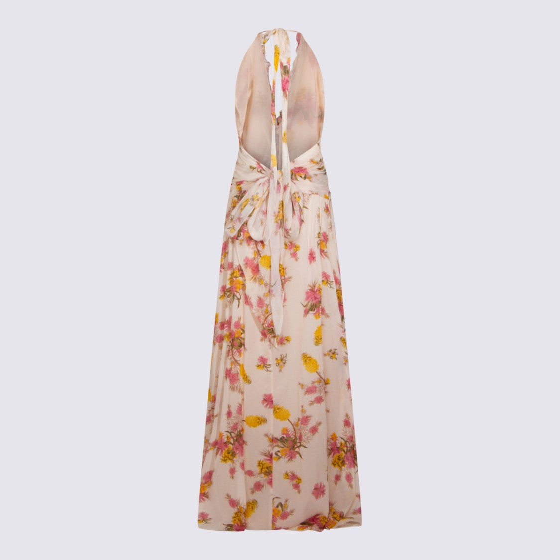 Blumarine Multicolor Draped Maxi Dress With Open Back