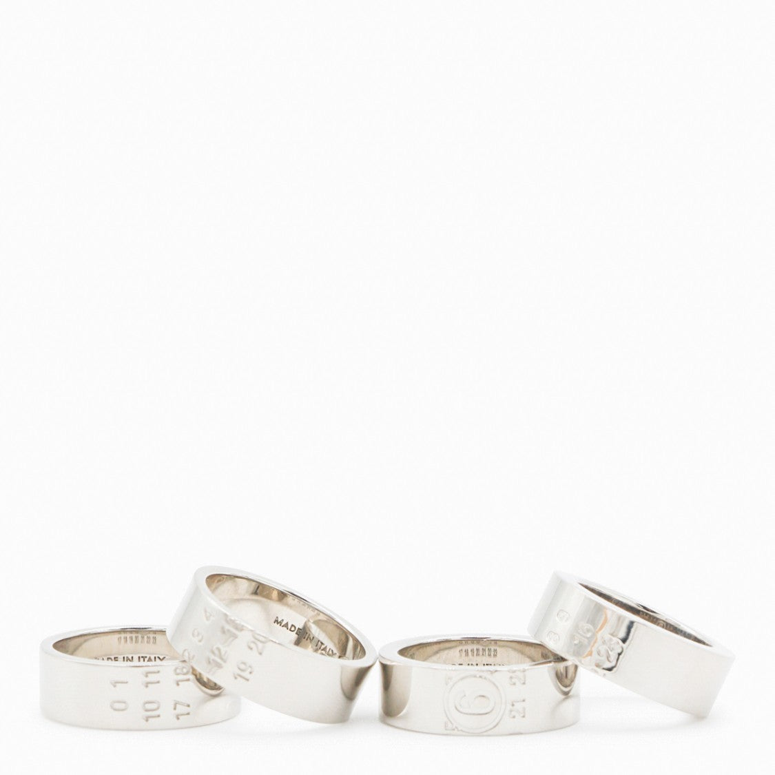 Mm6 By Maison Margiela Polished Silver-Tone Ring Set With Engraved Details