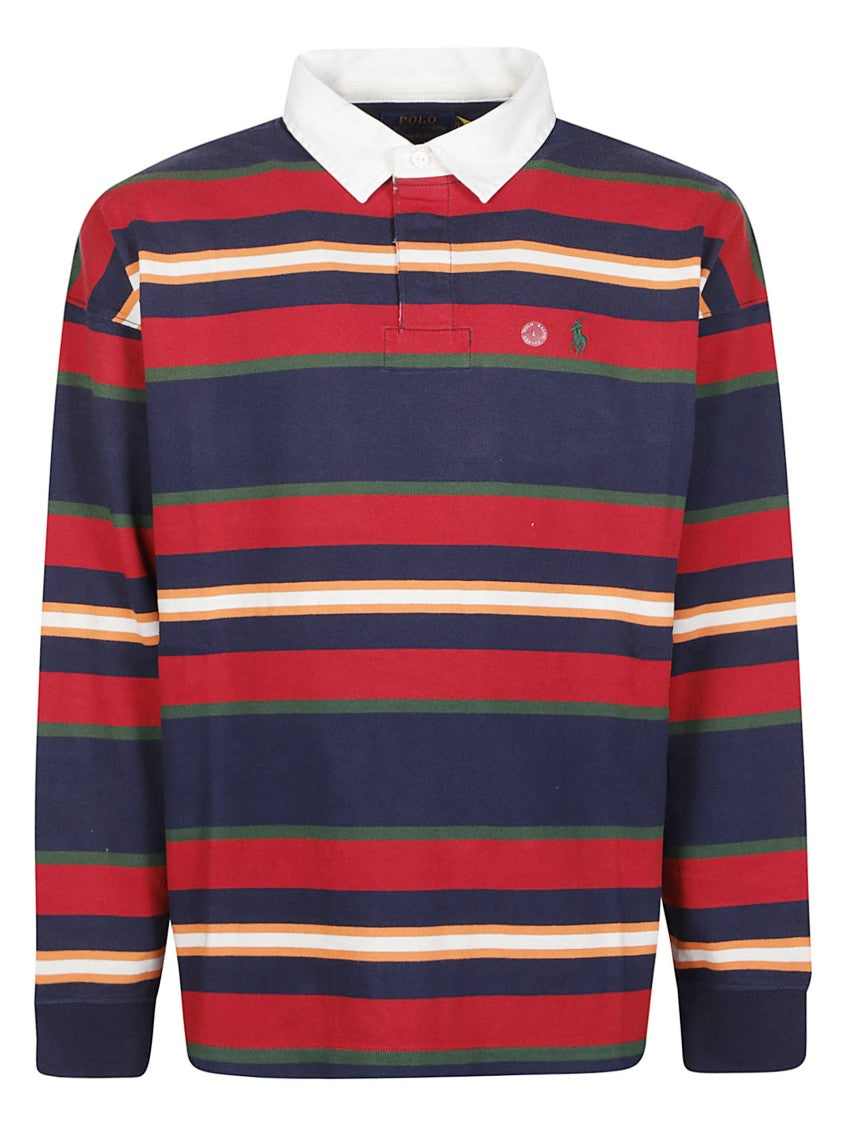 Polo Ralph Lauren Long Sleeve Rugby Polo Striped Cotton Polo Shirt