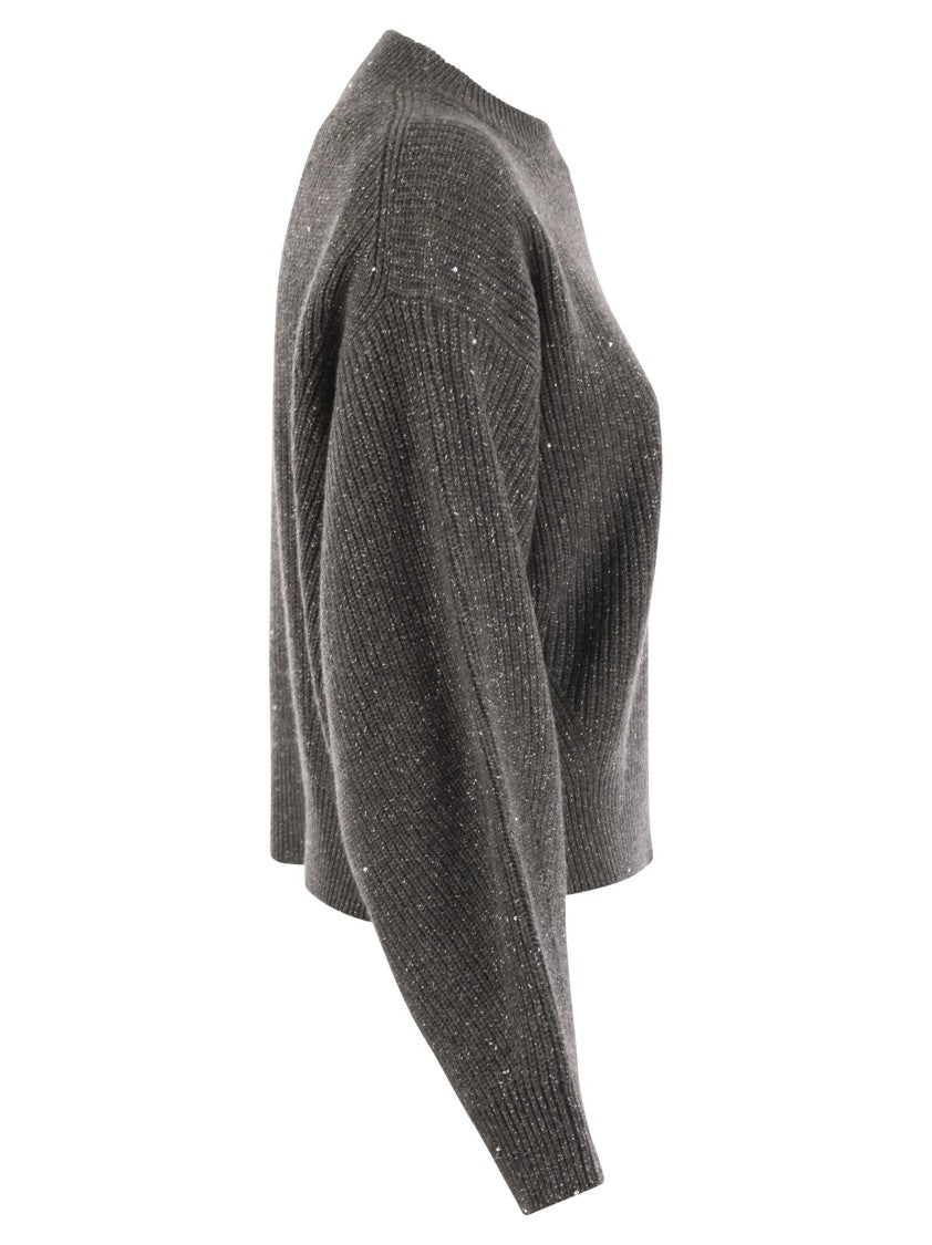 Brunello Cucinelli Dazzling Ribbed Sweater In Cashmere And Wool