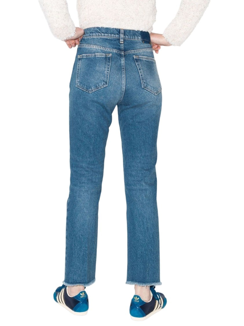 Golden Goose Blue Stud Detail Frayed Cotton Trousers