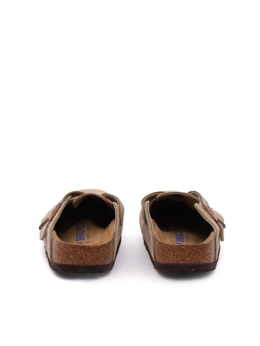 Birkenstock Taupe Boston Sfb Suede Leather Clogs
