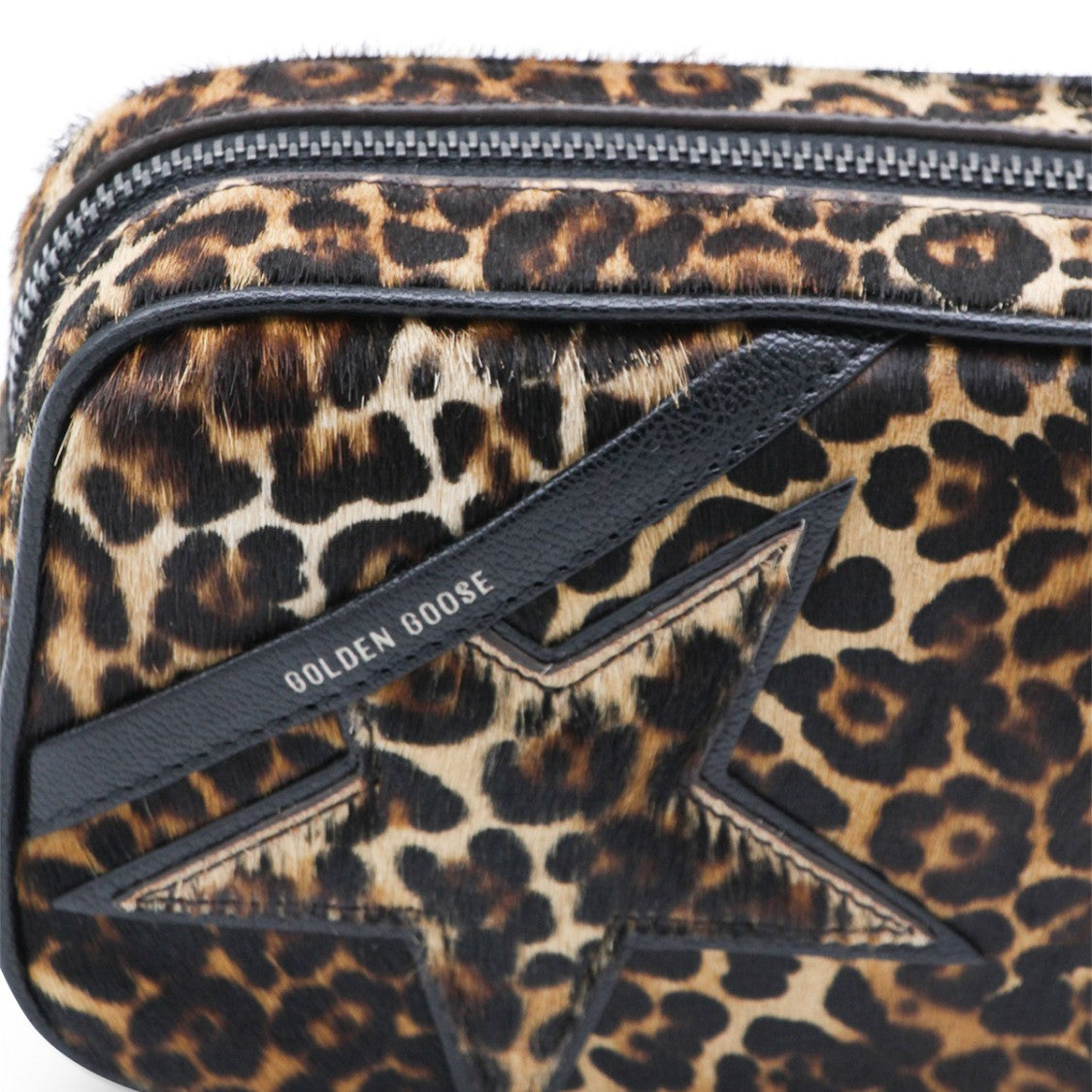 Golden Goose Leopard Print Star Patch Bag