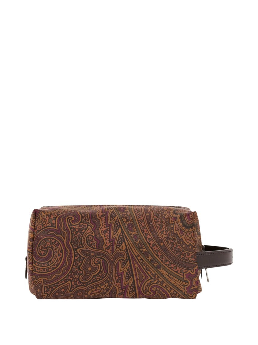 Etro Rectangular Nylon Pouch With Paisley And Arnica Motif