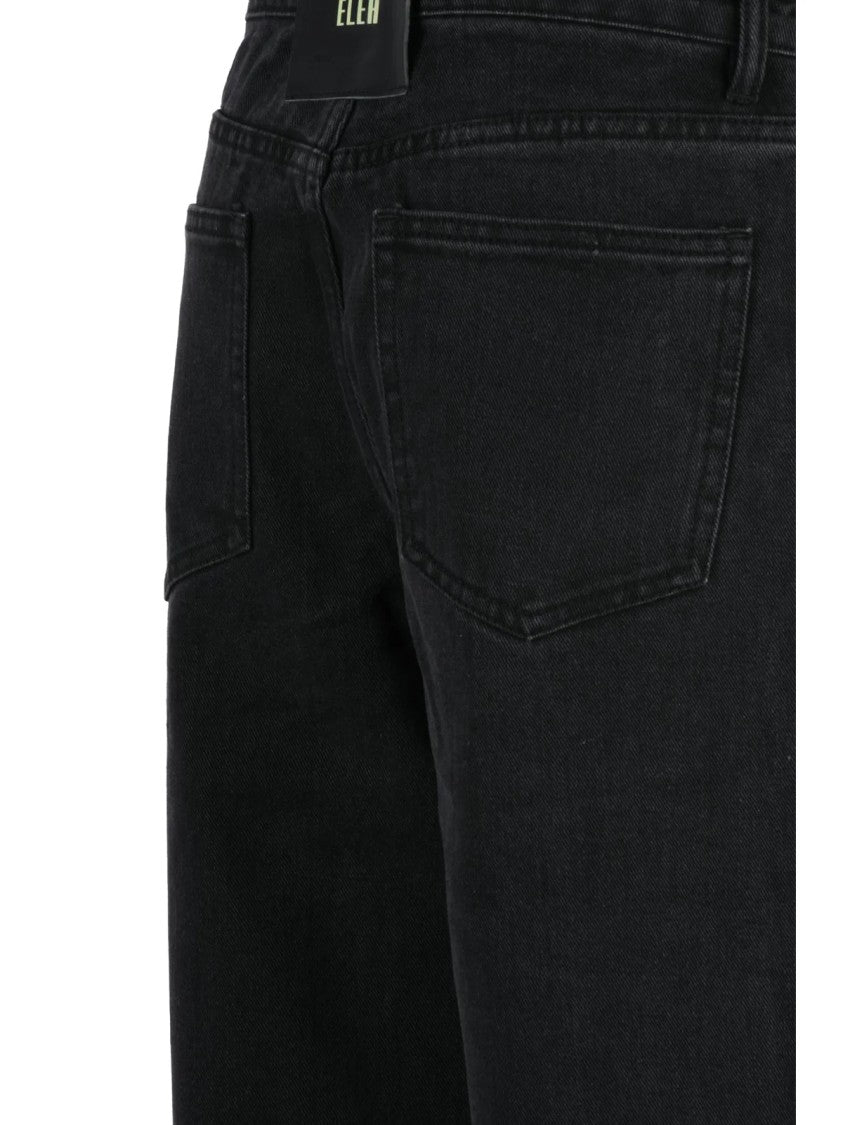 Eleh High-Waisted Wide-Leg Black Jeans With Cuffed Hem