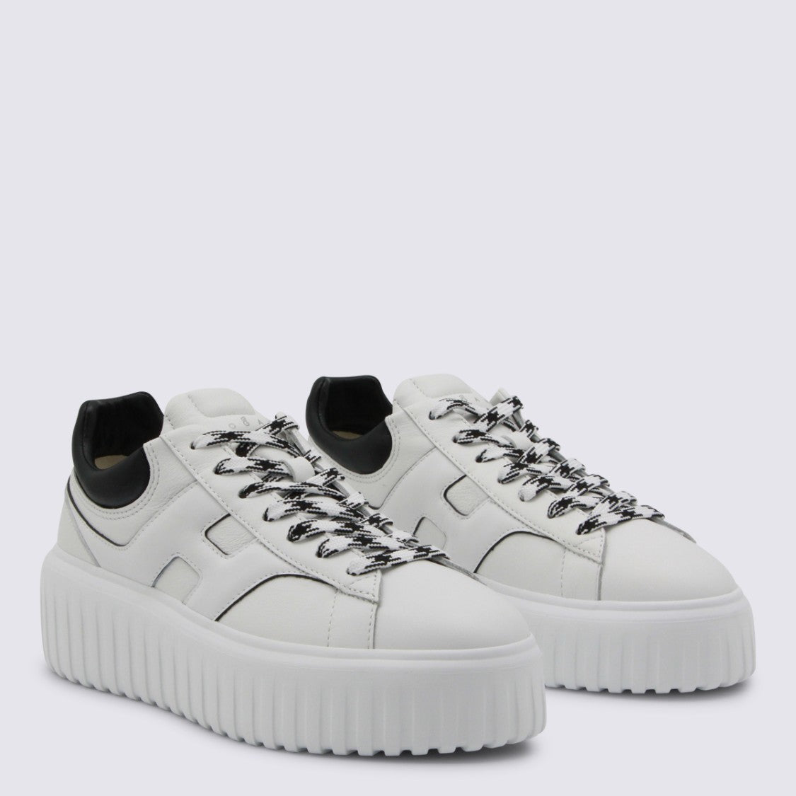 Hogan White And Black Leather Sneakers
