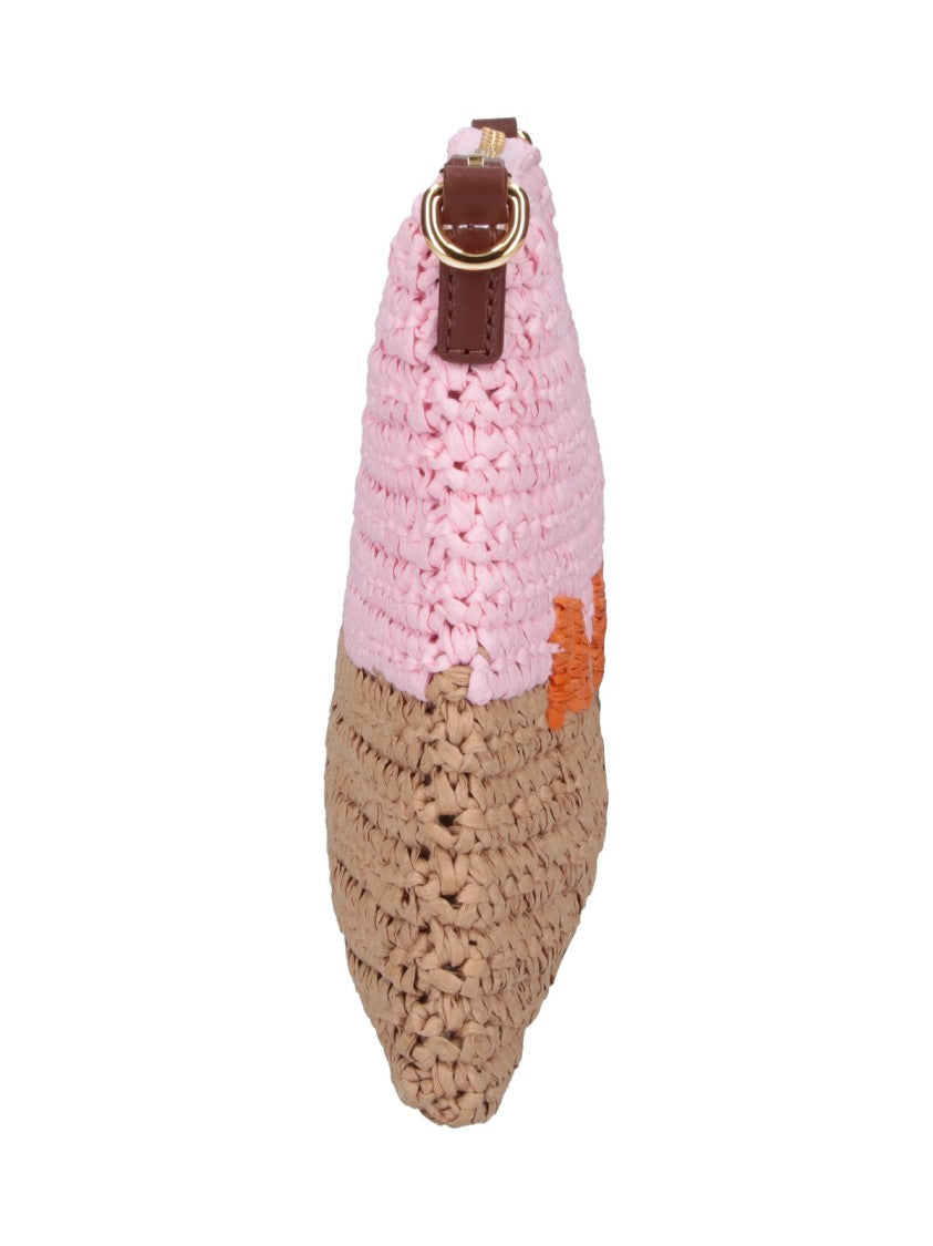 Marni Pink Seaside Woven Raffia Pouch