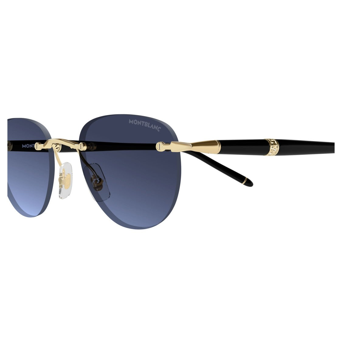 Montblanc Rimless Sunglasses With Gradient Blue Lenses