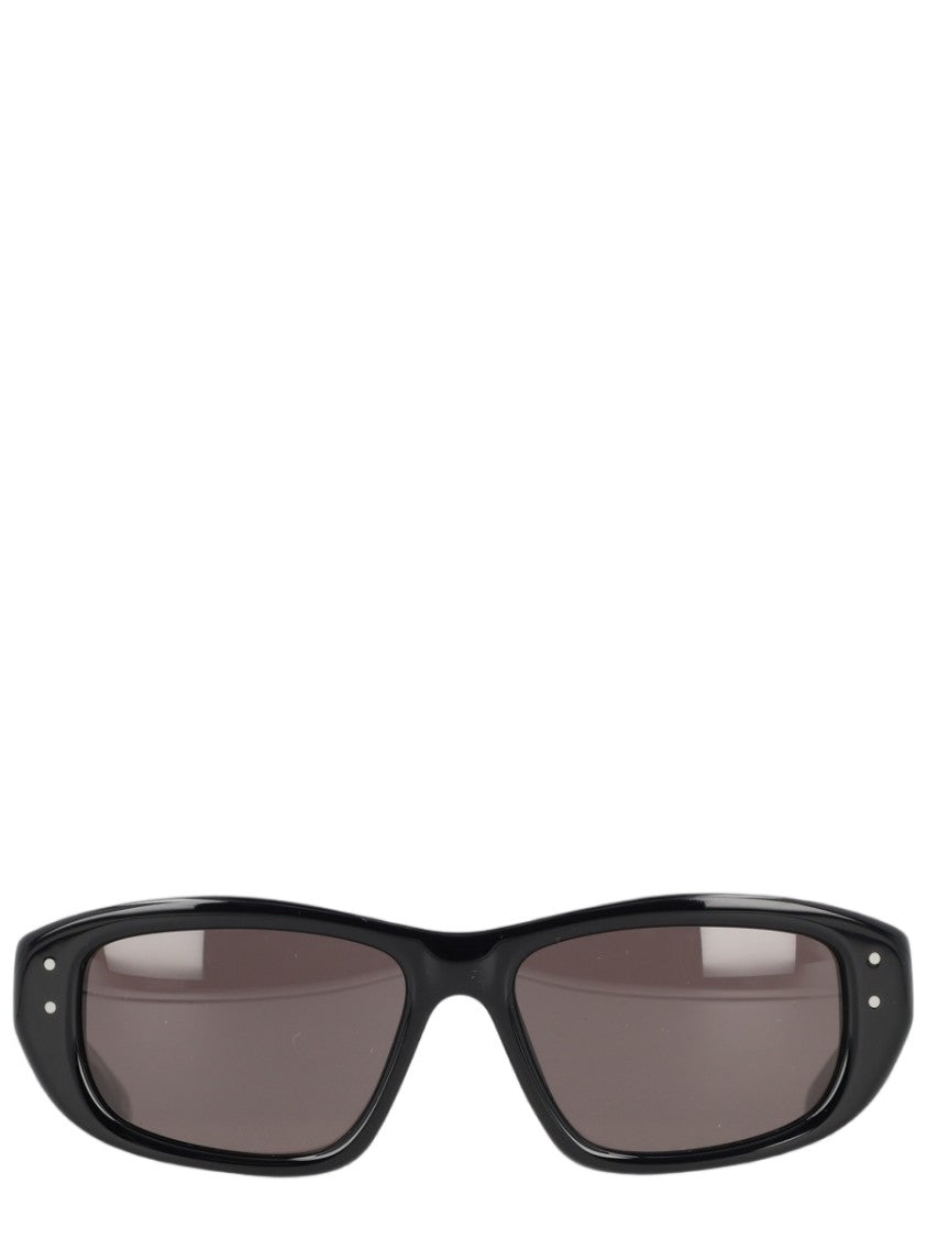 Balenciaga Rectangular Black Acetate Sunglasses With Silver Rivet Details