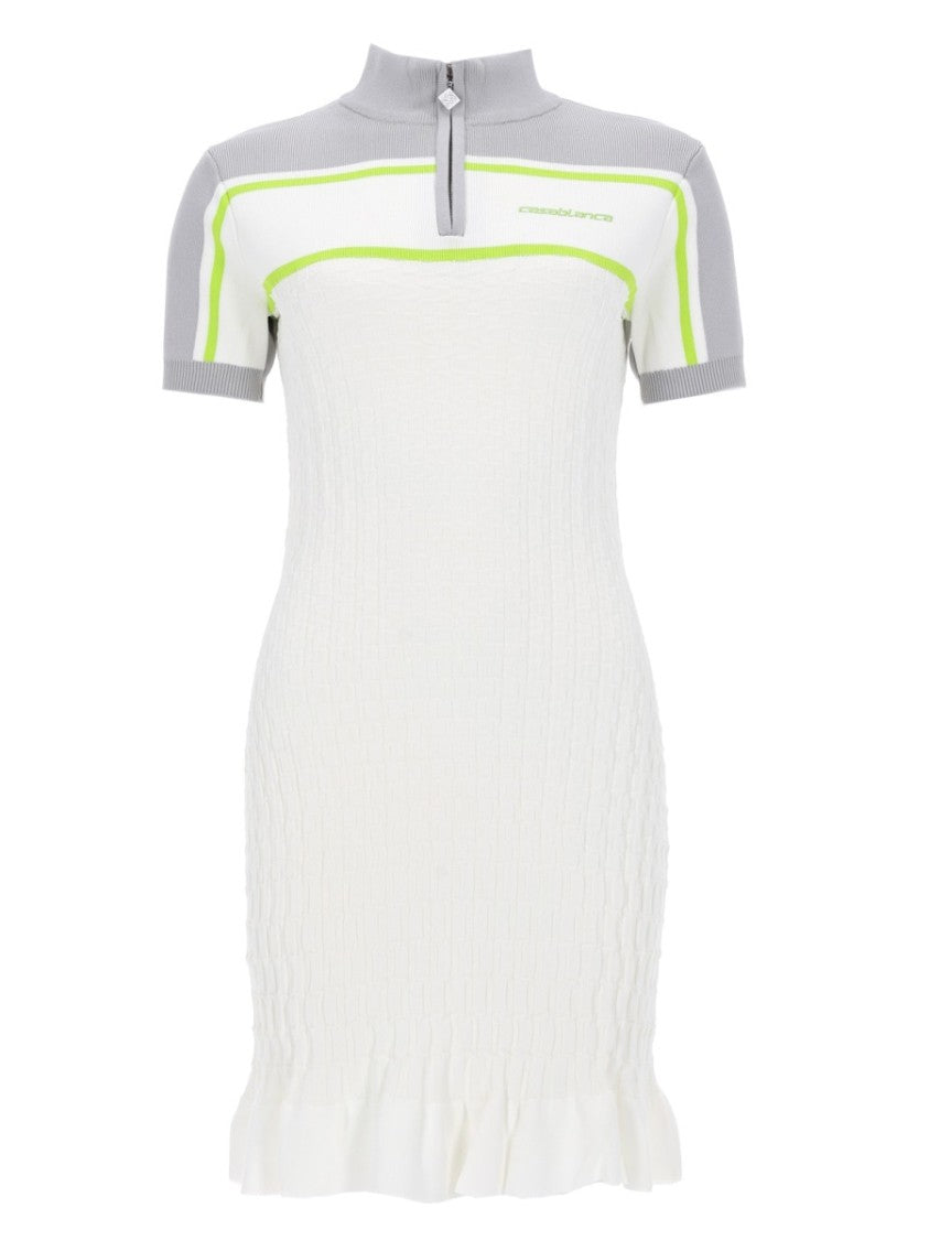 Casablanca Grey Tennis Neon Stripe Polo Shirt Dress