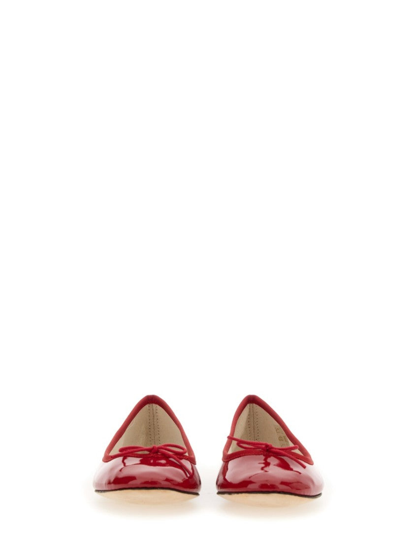 Repetto Glossy Red Ballerina Flats With Delicate Bow Detail