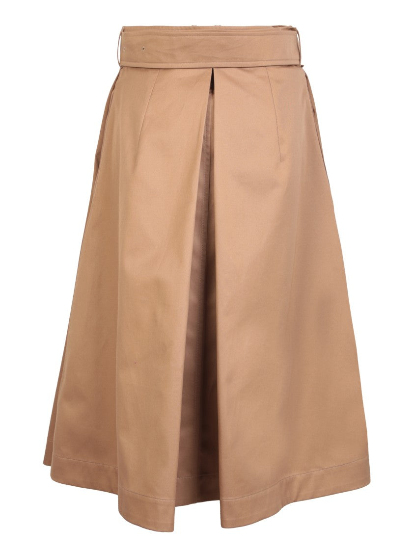 Burberry Brown Flared-Cut Midi Skirt