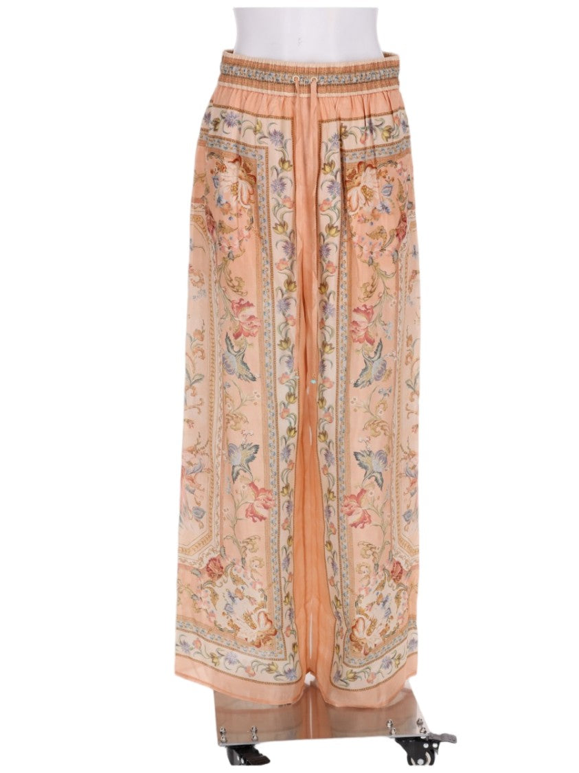 Zimmermann Intricate Floral Printed Silk Wide-Leg Pants