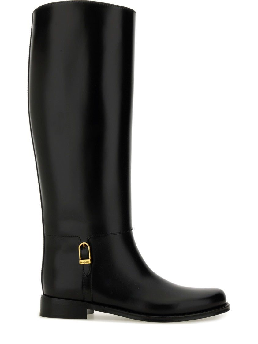 Saint Laurent Polished Black Calfskin Tall Boots