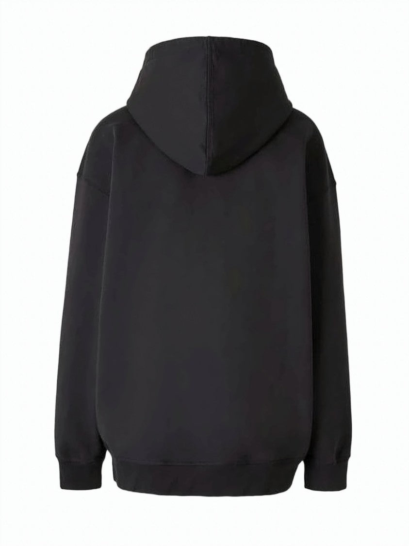 Ganni Relaxed Fit Black Hoodie With Graphic Print