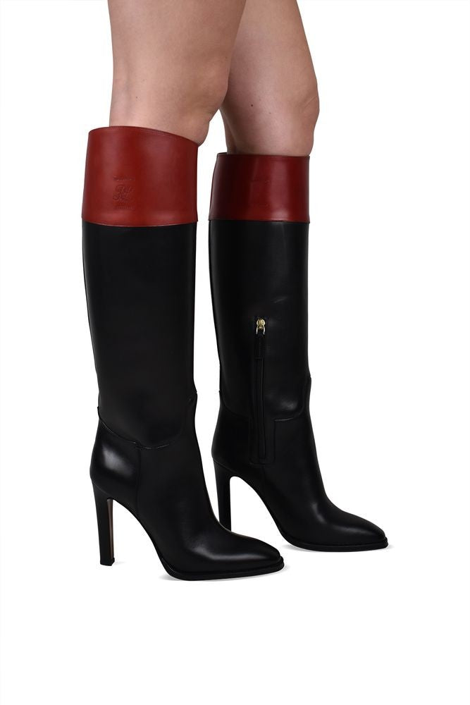 Polo Ralph Lauren Knee-High Fascia Boots With Contrasting Red Yoke