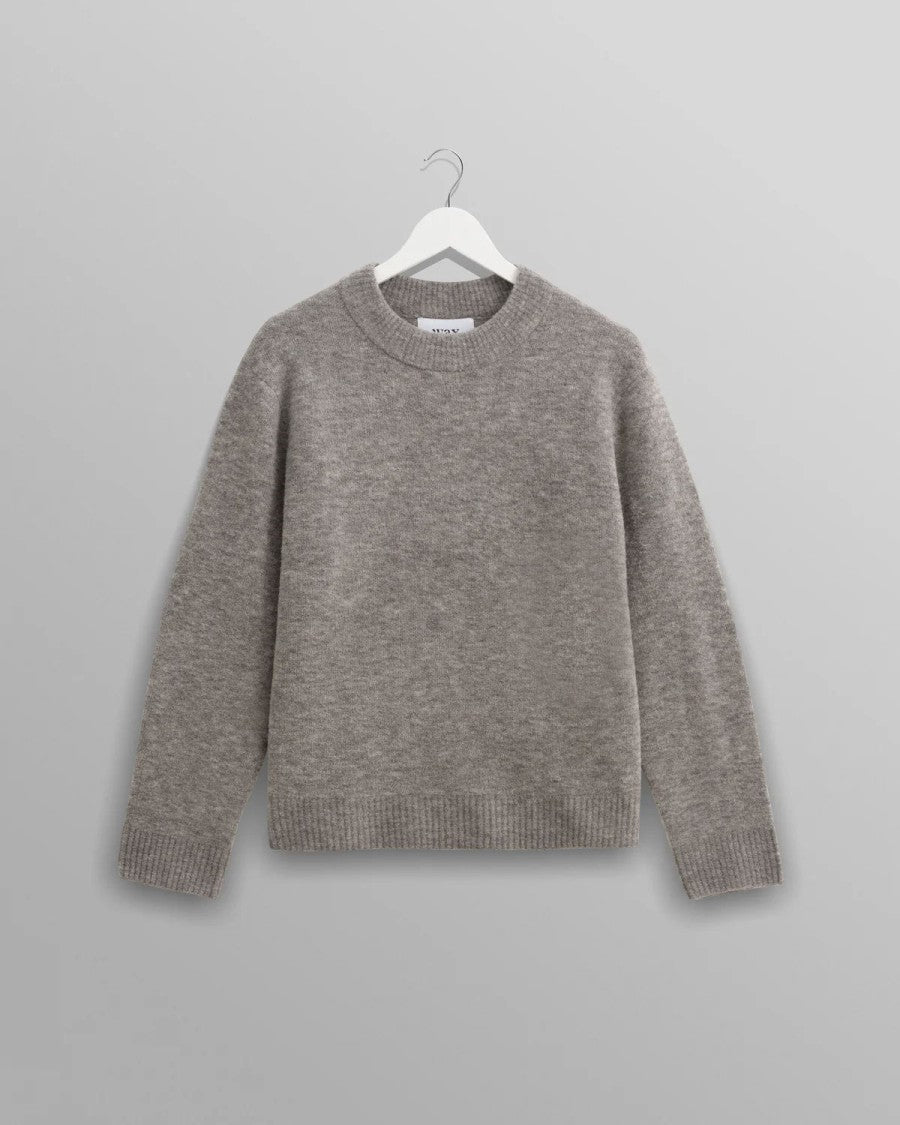 Wax London Soft Grey Marl Midweight Knit Crewneck Sweater