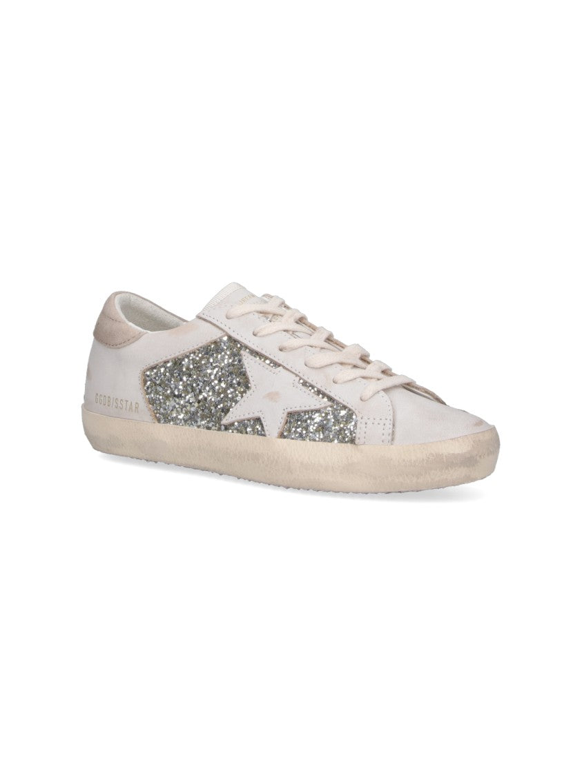 Golden Goose Low-Top Sneakers With Silver Glitter Accents