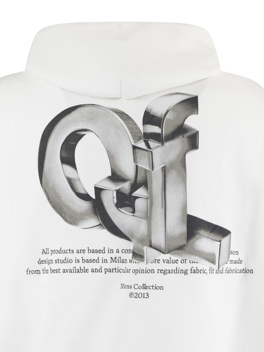 Off-White Classic White Hoodie With 3D Metallic Graphics