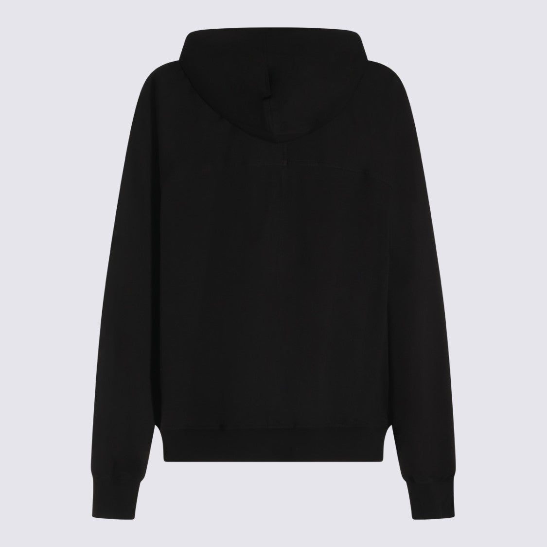 Rick Owens Contemporary Black Zip-Up Hoodie With Contrast Drawstrings