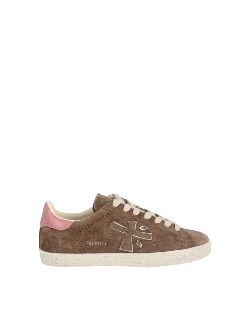 Premiata Beige Stevend Soft Suede Low-Top Sneakers