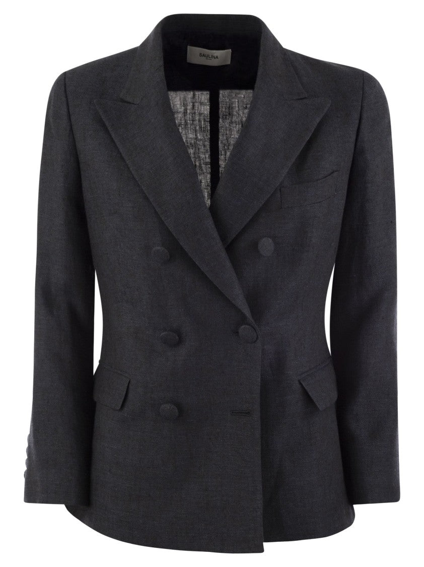 Saulina Anna - Double-Breasted Linen Jacket