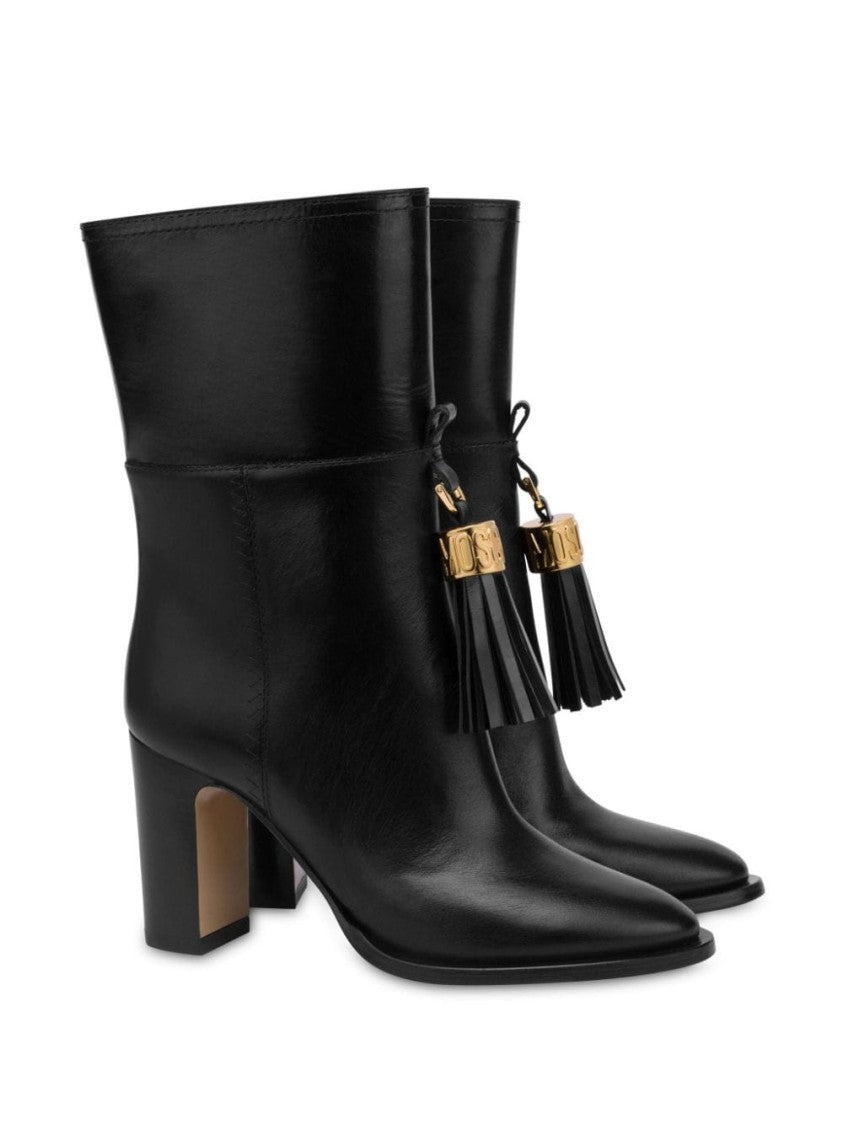 Moschino Ankle-Length Black Calf Leather Boots