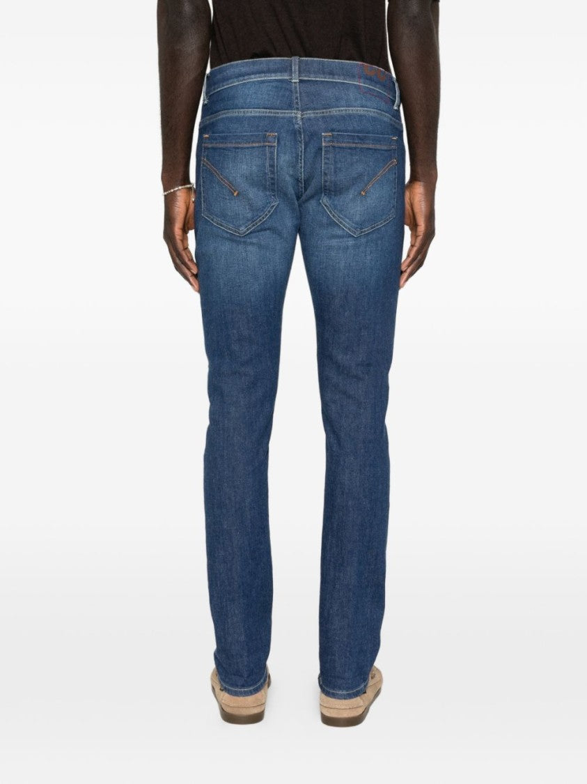 Dondup Blue Tonal Topstitching Straight Jeans